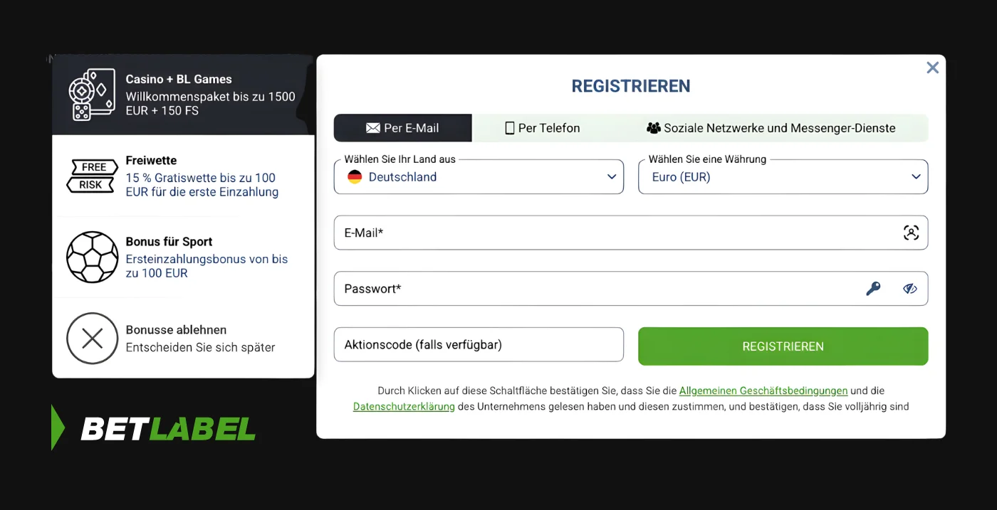 betlabel registrieren